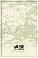 Obraz premium Retro US city map of Salkum, Washington. Vintage street map.