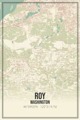 Retro US city map of Roy, Washington. Vintage street map.