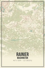 Retro US city map of Rainier, Washington. Vintage street map.