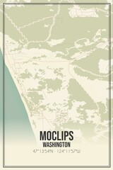 Retro US city map of Moclips, Washington. Vintage street map.
