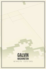 Retro US city map of Galvin, Washington. Vintage street map.