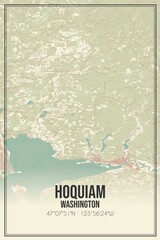 Retro US city map of Hoquiam, Washington. Vintage street map.