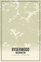Retro US city map of Ryderwood, Washington. Vintage street map.