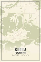 Retro US city map of Bucoda, Washington. Vintage street map.