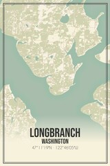Retro US city map of Longbranch, Washington. Vintage street map.