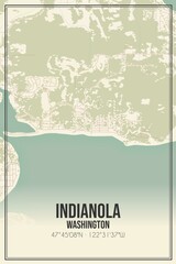 Retro US city map of Indianola, Washington. Vintage street map.