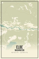 Retro US city map of Elbe, Washington. Vintage street map.