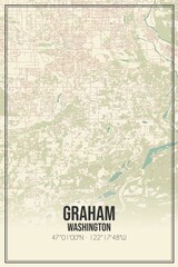 Retro US city map of Graham, Washington. Vintage street map.
