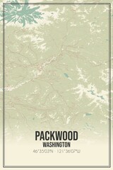 Retro US city map of Packwood, Washington. Vintage street map.