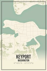 Retro US city map of Keyport, Washington. Vintage street map.