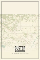 Retro US city map of Custer, Washington. Vintage street map.
