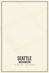 Retro US city map of Seattle, Washington. Vintage street map.