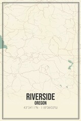 Retro US city map of Riverside, Oregon. Vintage street map.