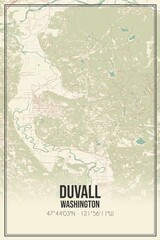 Retro US city map of Duvall, Washington. Vintage street map.