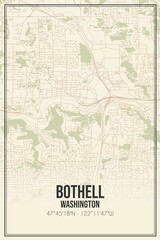 Retro US city map of Bothell, Washington. Vintage street map.