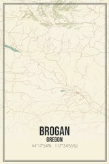 Retro US city map of Brogan, Oregon. Vintage street map.