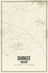 Retro US city map of Durkee, Oregon. Vintage street map.