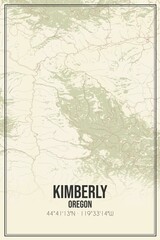 Retro US city map of Kimberly, Oregon. Vintage street map.