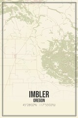 Retro US city map of Imbler, Oregon. Vintage street map.