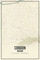 Retro US city map of Condon, Oregon. Vintage street map.