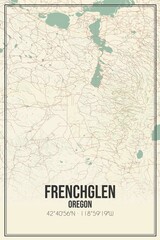 Retro US city map of Frenchglen, Oregon. Vintage street map.