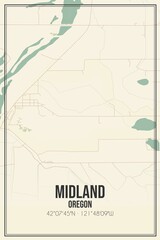 Retro US city map of Midland, Oregon. Vintage street map.