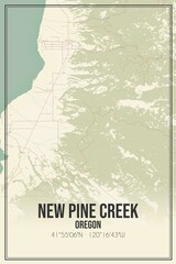 Retro US city map of New Pine Creek, Oregon. Vintage street map.