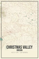 Retro US city map of Christmas Valley, Oregon. Vintage street map.