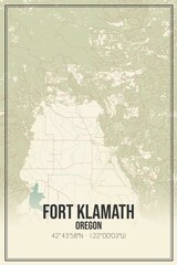 Retro US city map of Fort Klamath, Oregon. Vintage street map.