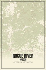 Retro US city map of Rogue River, Oregon. Vintage street map.