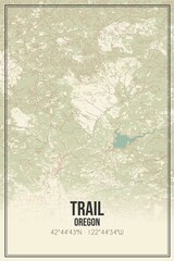 Retro US city map of Trail, Oregon. Vintage street map.
