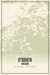 Retro US city map of O'Brien, Oregon. Vintage street map.