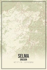 Retro US city map of Selma, Oregon. Vintage street map.