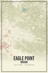 Retro US city map of Eagle Point, Oregon. Vintage street map.