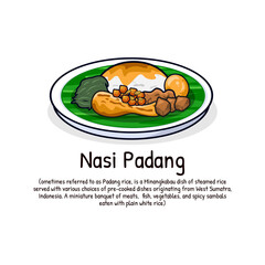 Padang rice complete side dish with rendang famous traditional Indonesian food