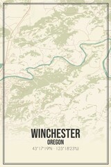 Retro US city map of Winchester, Oregon. Vintage street map.