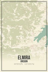 Retro US city map of Elmira, Oregon. Vintage street map.