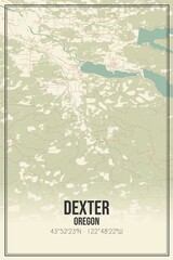 Retro US city map of Dexter, Oregon. Vintage street map.