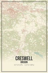 Retro US city map of Creswell, Oregon. Vintage street map.