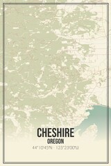 Retro US city map of Cheshire, Oregon. Vintage street map.