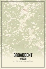 Retro US city map of Broadbent, Oregon. Vintage street map.