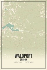 Retro US city map of Waldport, Oregon. Vintage street map.