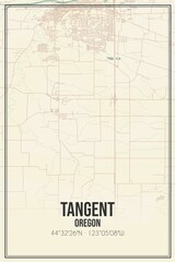 Retro US city map of Tangent, Oregon. Vintage street map.