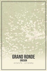 Retro US city map of Grand Ronde, Oregon. Vintage street map.