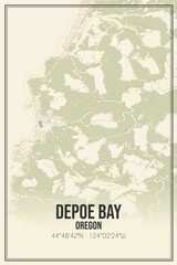 Retro US city map of Depoe Bay, Oregon. Vintage street map.