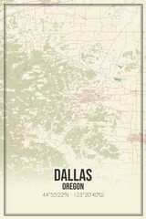 Retro US city map of Dallas, Oregon. Vintage street map.