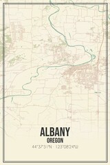 Fototapeta na wymiar Retro US city map of Albany, Oregon. Vintage street map.