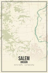 Retro US city map of Salem, Oregon. Vintage street map.