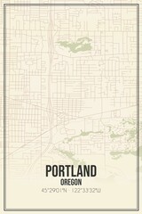 Retro US city map of Portland, Oregon. Vintage street map.