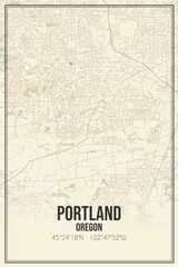 Retro US city map of Portland, Oregon. Vintage street map.